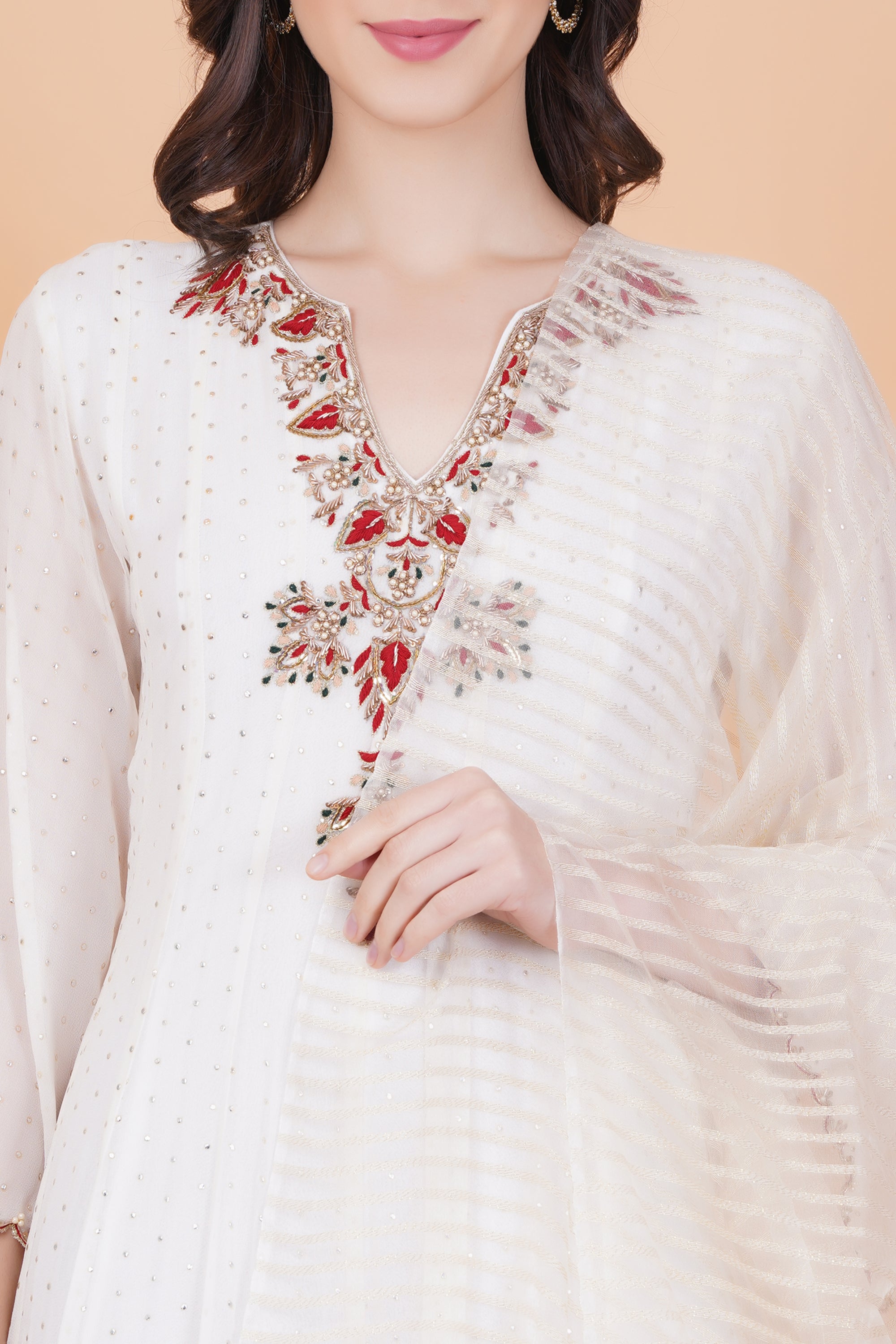 Silver Drop Georgette Zardosi Work Kalidar Dress - Sufiza Lifestyle