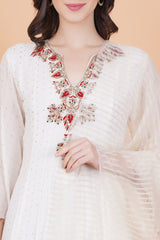 Silver Drop Georgette Zardosi Work Kalidar Dress - Sufiza Lifestyle