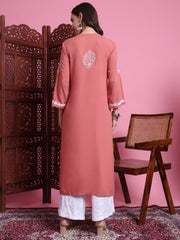 "Sufiza" Chikankari Modal Peach Color Kurta