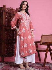"Sufiza" Chikankari Modal Peach Color Kurta