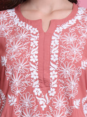 "Sufiza" Chikankari Modal Peach Color Kurta