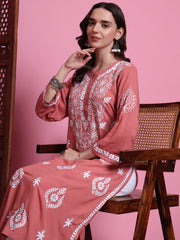 "Sufiza" Chikankari Modal Peach Color Kurta