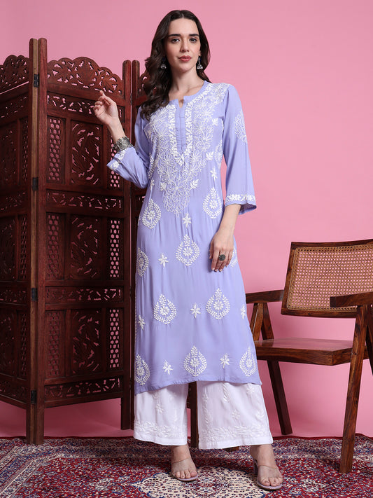 "Sufiza" Chikankari Modal Purple color kurta.