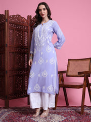"Sufiza" Chikankari Modal Purple color kurta.