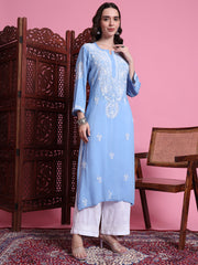"Sufiza" Chikankari Blue Color Modal Kurta
