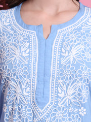 "Sufiza" Chikankari Blue Color Modal Kurta