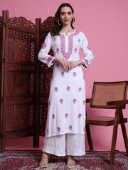 "Sufiza" Chikankari White Color Kurta