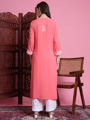 "Sufiza"  Chikankari Peach Color Kurta.