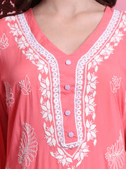 "Sufiza"  Chikankari Peach Color Kurta.