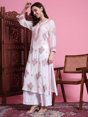 "Sufiza" Chikankari Muslin White Color Kurta