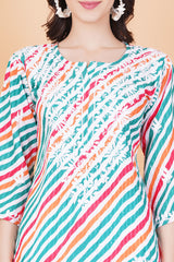 Cotton Leheriya Print Chikankari Kurti - Sufiza Lifestyle