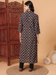 Hand Block Ajrak Print Black Kurta S2000