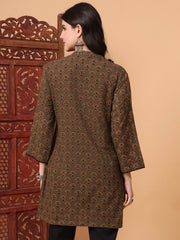 Hand Block Bottle Green Kurti   S2003