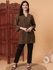 Hand Block Bottle Green Kurti   S2003