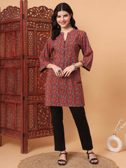 Hand Block Orange Kurta 2003-A