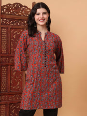 Hand Block Orange Kurta 2003-A