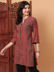 Hand Block Orange Kurta 2003-A