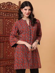 Hand Block Orange Kurta 2003-A