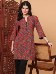 Hand Block Orange Kurta 2003-A