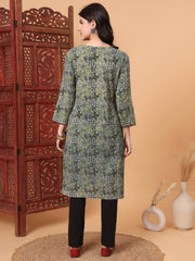 Hand Block Green Kurta  S2005