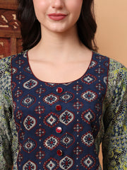 Hand Block Green Kurta  S2005