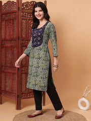 Hand Block Green Kurta S2005