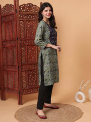 Hand Block Green Kurta  S2005