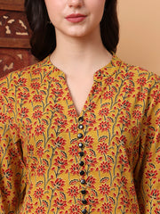 Hand Block Prints Mustard Yellow Kurta 2003-B