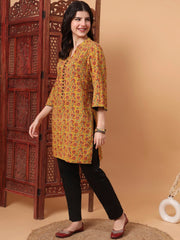 Hand Block Prints Mustard Yellow Kurta 2003-B