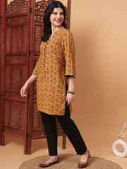 Hand Block Prints Mustard Yellow Kurta 2003-B