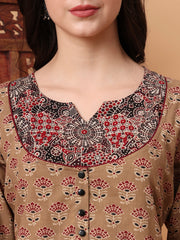 Hand Block Print Beige Color Kurti S2006