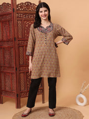 Hand Block Print Beige Color Kurti S2006