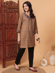 Hand Block Print Beige Color Kurti S2006