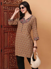 Hand Block Print Beige Color Kurti S2006