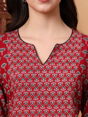 Hand Block Red Color Vegetable Print Kurta S2007