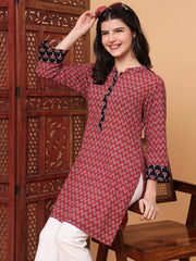Hand Block Vegetable Prints Red Color Kurti S2008