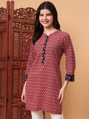 Hand Block Vegetable Prints Red Color Kurti S2008