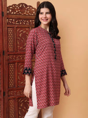Hand Block Vegetable Prints Red Color Kurti S2008