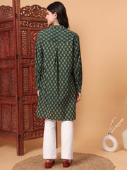 Hand Block Vegetable Print Green Color Kurta S2010