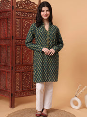 Hand Block Vegetable Print Green Color Kurta S2010