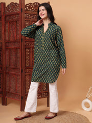 Hand Block Vegetable Print Green Color Kurta S2010