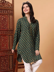Hand Block Vegetable Print Green Color Kurta S2010
