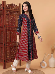 Hand Block Vegetable Prints Kalidar Kurta   S2001