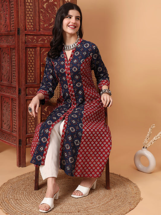 Hand Block Vegetable Prints Kalidar Kurta   S2001