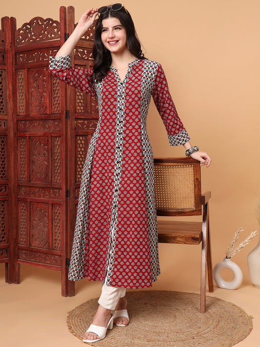 Hand Block Vegetable Prints Kalidar Kurta   S2001-A