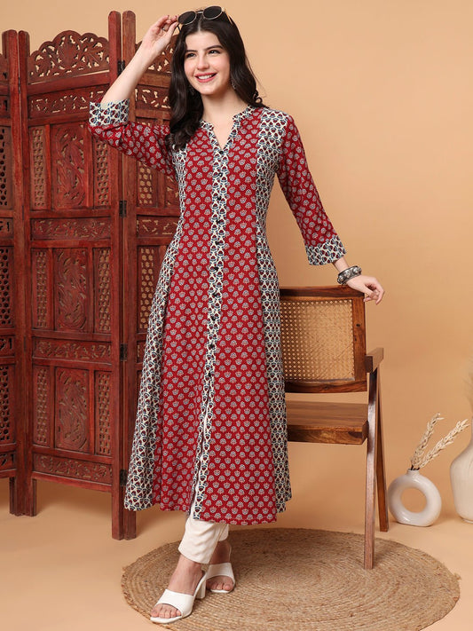 Hand Block Vegetable Prints Kalidar Kurta S2001-A