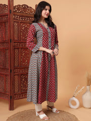 Hand Block Vegetable Prints Kalidar Kurta   S2001-A