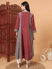 Hand Block Vegetable Prints Kalidar Kurta   S2001-A