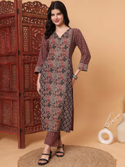 Hand Block Vegetable Print Straight Kurta S2002