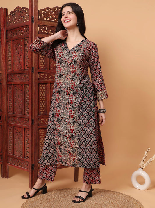 Hand Block Vegetable Print Straight Kurta S2002